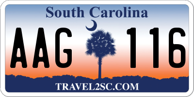 SC license plate AAG116