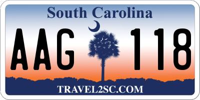 SC license plate AAG118