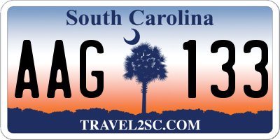 SC license plate AAG133