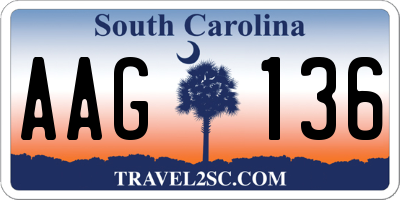 SC license plate AAG136