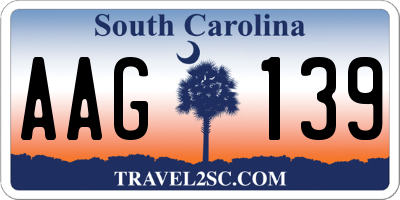 SC license plate AAG139