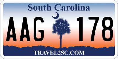 SC license plate AAG178