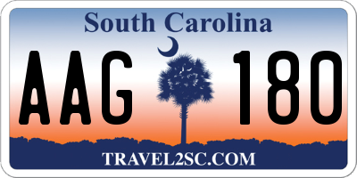 SC license plate AAG180