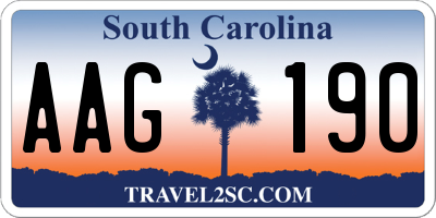 SC license plate AAG190