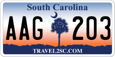 SC license plate AAG203