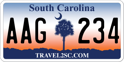 SC license plate AAG234