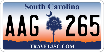 SC license plate AAG265