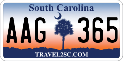 SC license plate AAG365