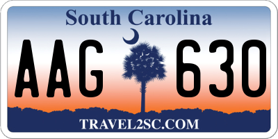 SC license plate AAG630