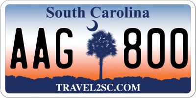 SC license plate AAG800