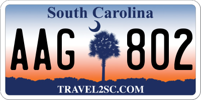 SC license plate AAG802