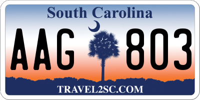 SC license plate AAG803