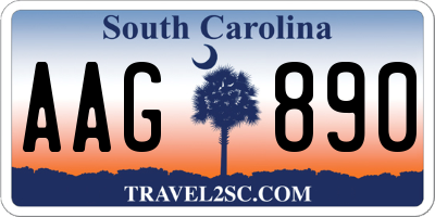 SC license plate AAG890