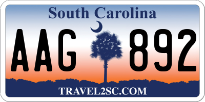 SC license plate AAG892