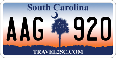 SC license plate AAG920