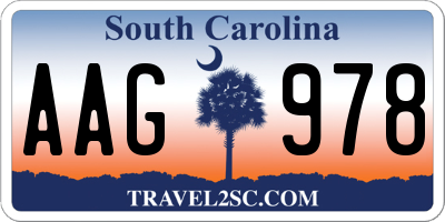 SC license plate AAG978