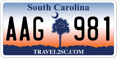 SC license plate AAG981