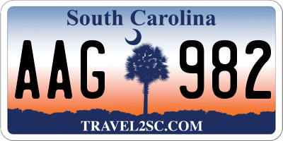 SC license plate AAG982