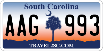 SC license plate AAG993