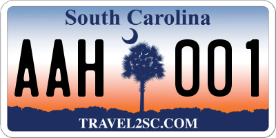 SC license plate AAH001