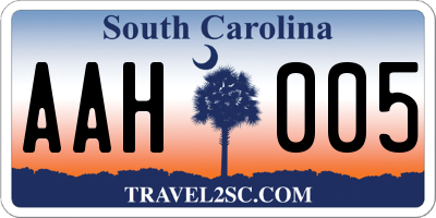 SC license plate AAH005