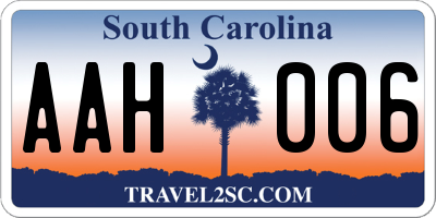 SC license plate AAH006