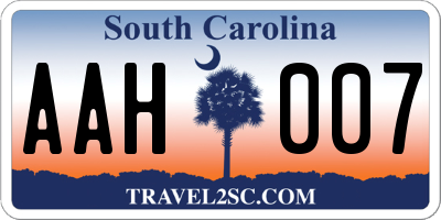 SC license plate AAH007