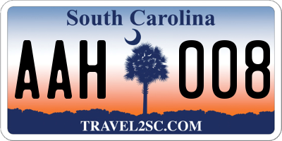 SC license plate AAH008