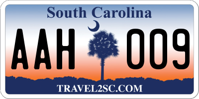 SC license plate AAH009