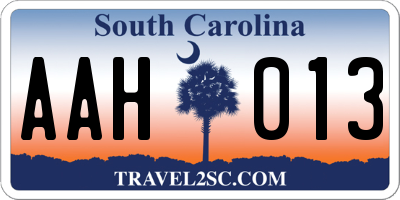 SC license plate AAH013