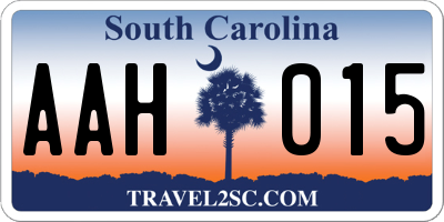 SC license plate AAH015