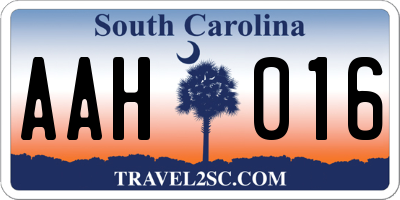 SC license plate AAH016