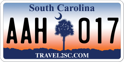 SC license plate AAH017