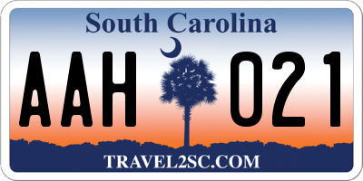 SC license plate AAH021