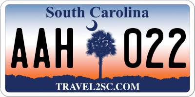 SC license plate AAH022