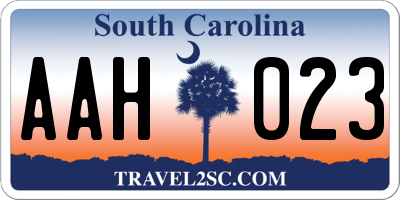 SC license plate AAH023