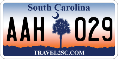 SC license plate AAH029