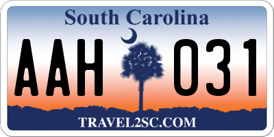 SC license plate AAH031