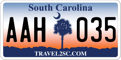 SC license plate AAH035