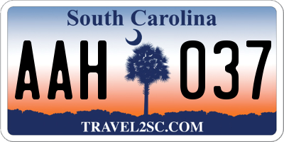 SC license plate AAH037