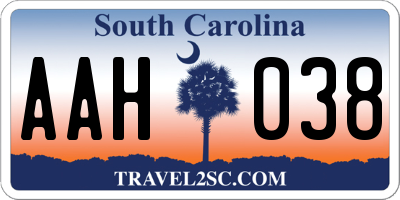 SC license plate AAH038