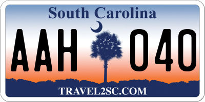 SC license plate AAH040