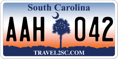 SC license plate AAH042