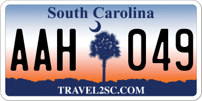 SC license plate AAH049