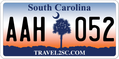 SC license plate AAH052