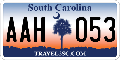 SC license plate AAH053