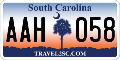 SC license plate AAH058