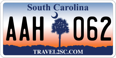 SC license plate AAH062