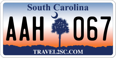 SC license plate AAH067