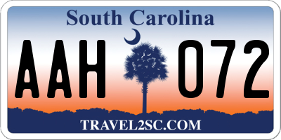 SC license plate AAH072